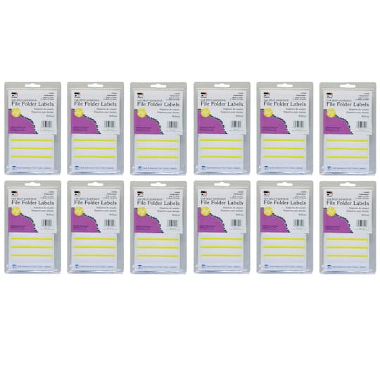 Charles Leonard Yellow File Folder Labels, 12 Packs of 248